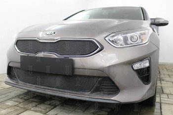 3 099 р. Защитная сетка в бампер (низ, ячейка 3х7 мм) Alfeco Стандарт KIA Ceed 3 CD универсал (2018-2024) (Чёрная)  с доставкой в г. Тамбов. Увеличить фотографию 4