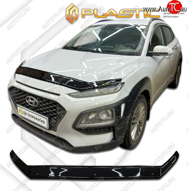 2 069 р. Дефлектор капота CA-Plastic  Hyundai Kona  OS (2017-2021) дорестайлинг (classic черный, без надписи)  с доставкой в г. Тамбов