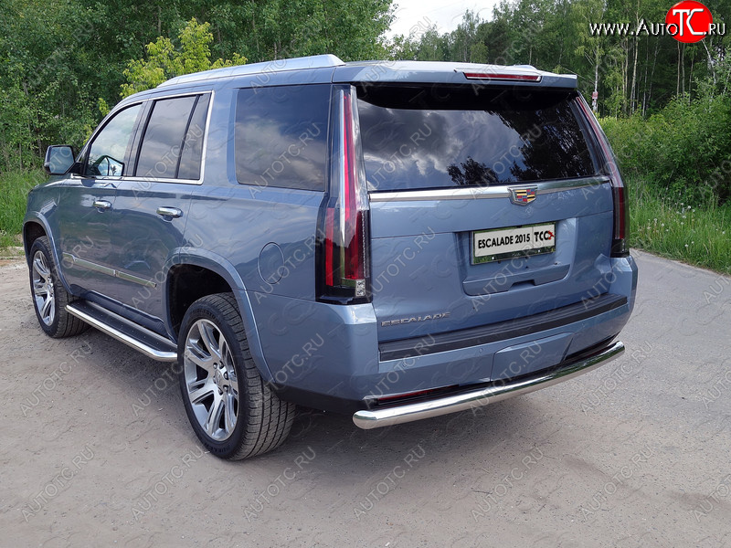 22 999 р. Защита задняя (нержавейка 76,1 мм) ТСС Тюнинг  Cadillac Escalade  GMTK2 джип 5 дв. (2015-2020) короткая база  с доставкой в г. Тамбов