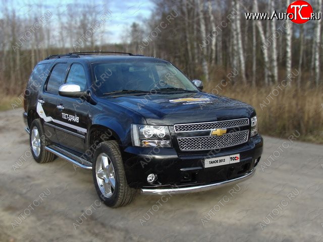 27 699 р. Защита переднего бампера овальная 75х42 мм ТСС тюнинг  Chevrolet Tahoe ( GMT900,  K2UC) (2006-2021) 5 дв. (нержавейка)  с доставкой в г. Тамбов