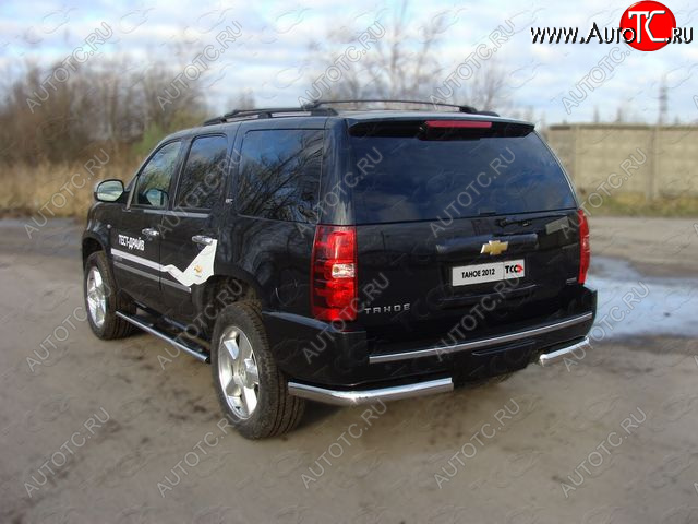 24 099 р. Защита задняя (уголки, нержавейка 75*42 мм) ТСС Тюнинг  Chevrolet Tahoe ( GMT900,  K2UC) (2006-2021) 5 дв.  с доставкой в г. Тамбов