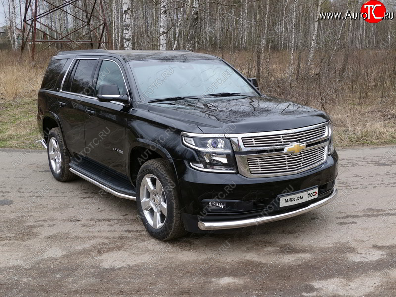 24 949 р. Защита переднего бампера нижняя 76,1 мм ТСС Тюнинг  Chevrolet Tahoe  GMT900 (2006-2013) 5 дв. (нержавейка)  с доставкой в г. Тамбов