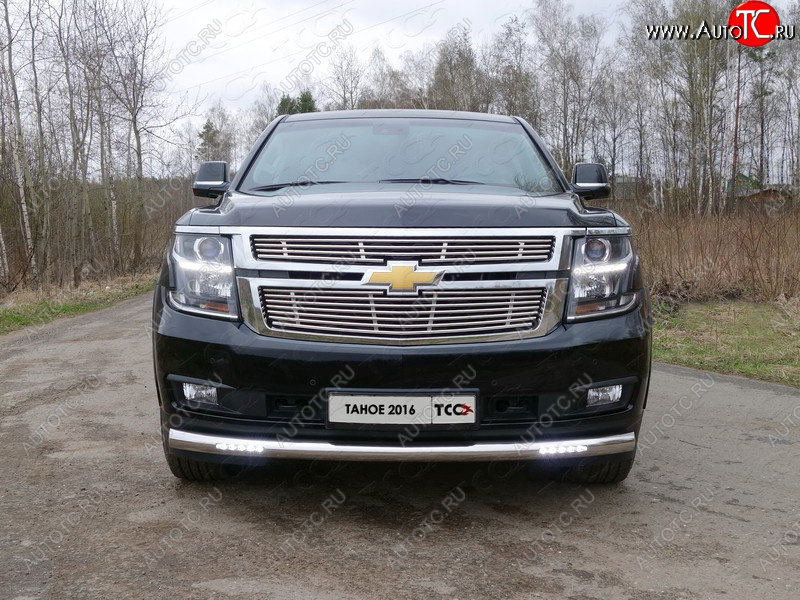 40 649 р. Защита переднего бампера нижняя с ДХО 76,1 мм ТСС Тюнинг  Chevrolet Tahoe ( GMT900,  K2UC) (2006-2021) 5 дв. (нержавейка)  с доставкой в г. Тамбов