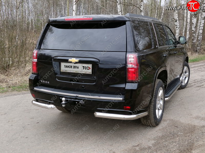 20 999 р. Защита задняя (уголки, нержавейка 76,1 мм) ТСС Тюнинг Chevrolet Tahoe K2UC (2014-2021)  с доставкой в г. Тамбов