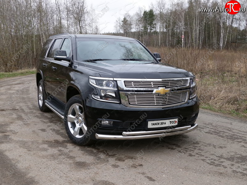 36 999 р. Защита передняя нижняя двойная 76,1*50,8 мм Тюнинг  Chevrolet Tahoe  K2UC (2014-2021) (нержавейка)  с доставкой в г. Тамбов