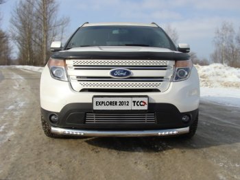 40 649 р. Защита переднего бампера с ходовыми огнями d76,1 мм ТСС Тюнинг Ford Explorer U502 дорестайлинг (2010-2016) (нержавейка)  с доставкой в г. Тамбов. Увеличить фотографию 1