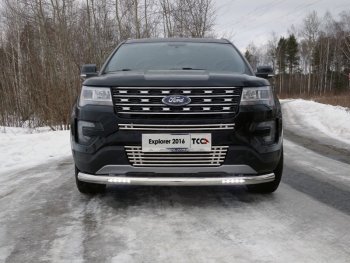Нижняя декоративная вставка в бампер ТСС Тюнинг Ford Explorer  U502 (2015-2018) 1-ый рестайлинг, 5 дв. (d 16 мм )