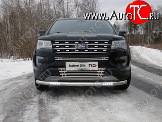 40 649 р. Защита переднего бампера нижняя с ДХО 76,1 мм ТСС Тюнинг  Ford Explorer  U502 (2015-2018) 1-ый рестайлинг, 5 дв. (нержавейка)  с доставкой в г. Тамбов