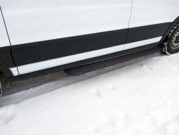 Порог левый алюминиевый Slim Line Black, ТСС Тюнинг Ford Transit Connect (2013-2018)