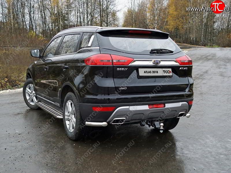 9 349 р. Защита заднего бампера (уголки, d60,3 мм) TCC  Geely Atlas  NL3 (2016-2022)  с доставкой в г. Тамбов