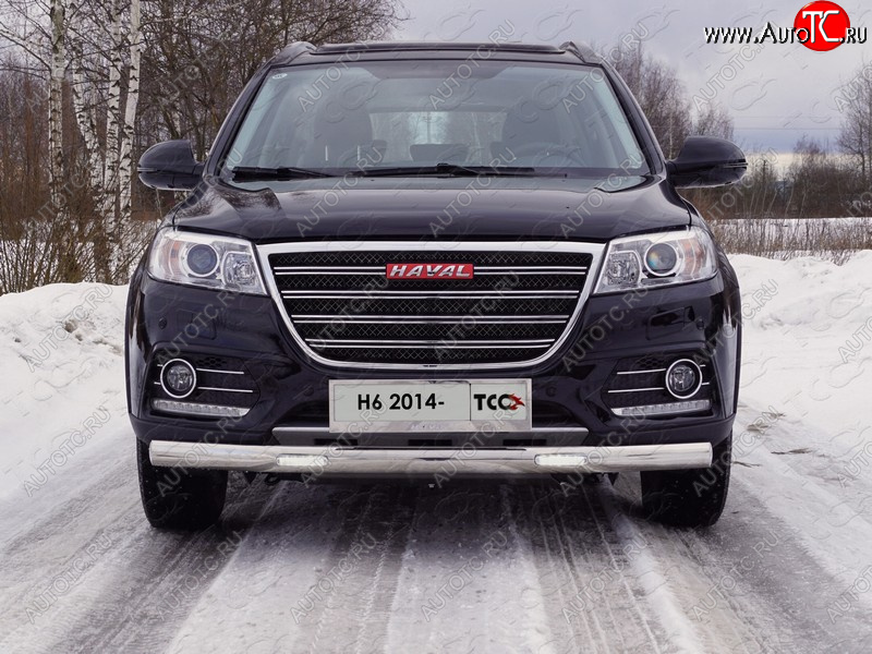 39 999 р. Защита передняя нижняя овальная с ДХО 75х42 мм ТСС Тюнинг  Haval H6 (2013-2020) (нержавейка)  с доставкой в г. Тамбов