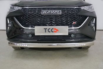 Защита передняя нижняя овальная с ДХО 75х42 мм ТСС Тюнинг Haval (Хавал) F7x (ф7икс) (2022-2025)  рестайлинг ()