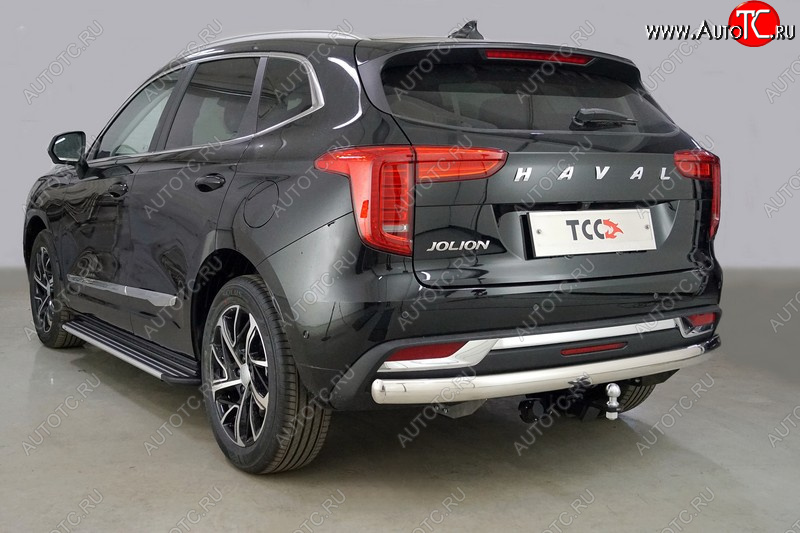 21 499 р. Защита заднего бампера (1.5 2WD, овальная, d75х42 мм) TCC Haval Jolion дорестайлинг (2020-2024)  с доставкой в г. Тамбов