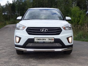 Защита передняя нижняя овальная с ДХО 75х42 мм ТСС Тюнинг Hyundai Creta GS дорестайлинг (2015-2019)  (нержавейка)