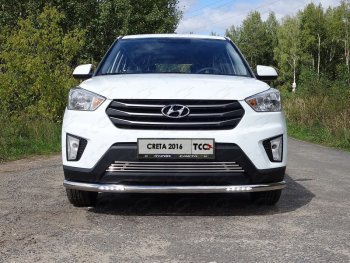 34 649 р. Защита переднего бампера нижняя с ДХО 60,3 мм ТСС Тюнинг Hyundai Creta GS дорестайлинг (2015-2019) (нержавейка)  с доставкой в г. Тамбов. Увеличить фотографию 1