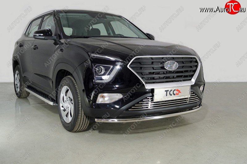 17 799 р. Защита переднего бампера нижняя d42,4 мм ТСС Тюнинг Hyundai Creta SU (2020-2022) (нержавейка)  с доставкой в г. Тамбов