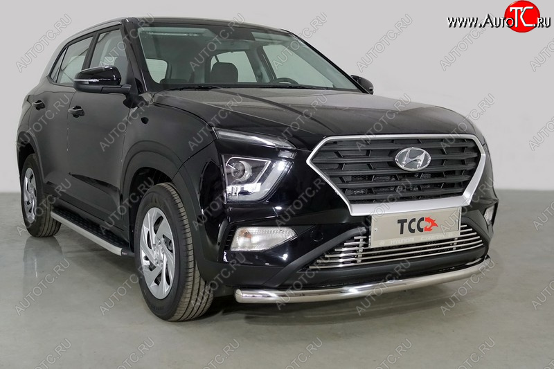 20 999 р. Защита переднего бампера нижняя d60,3 мм ТСС Тюнинг Hyundai Creta SU (2020-2022) (нержавейка)  с доставкой в г. Тамбов