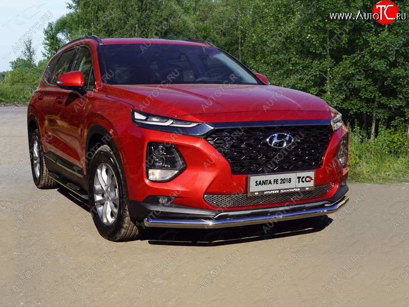 17 999 р. Защита переднего бампера нижняя d60,3 мм ТСС Тюнинг Hyundai Santa Fe TM дорестайлинг (2018-2021) (нержавейка)  с доставкой в г. Тамбов