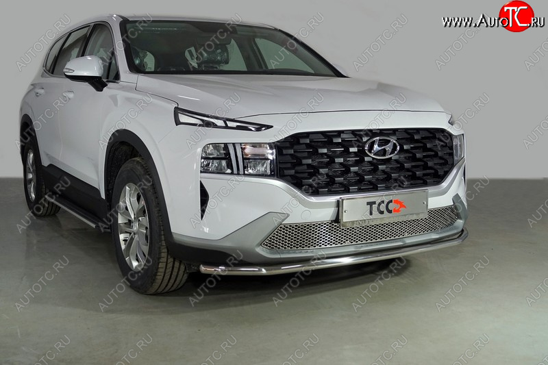 18 399 р. Защита переднего бампера нижняя d42,4 мм ТСС Тюнинг  Hyundai Santa Fe  TM (2020-2022) рестайлинг (нержавейка)  с доставкой в г. Тамбов