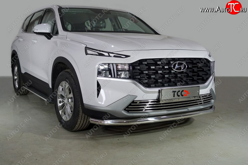 20 999 р. Защита переднего бампера нижняя d60,3 мм ТСС Тюнинг  Hyundai Santa Fe  TM (2020-2022) рестайлинг (нержавейка)  с доставкой в г. Тамбов