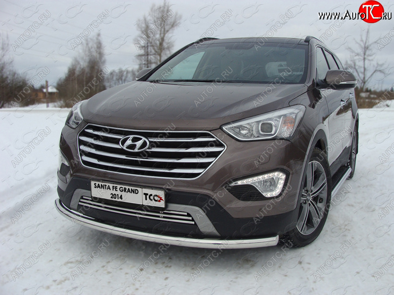 15 549 р. Защита переднего бампера нижняя d60,3 мм ТСС Тюнинг  Hyundai Grand Santa Fe  1 DM (2013-2016) дорестайлинг (нержавейка)  с доставкой в г. Тамбов