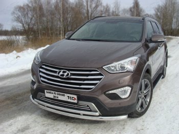 Защита переднего бампера нижняя двойная 60,3*42,4 мм ТСС Тюнинг Hyundai (Хюндаи) Grand Santa Fe (гранд)  1 DM (2013-2016) 1 DM дорестайлинг  (нержавейка)