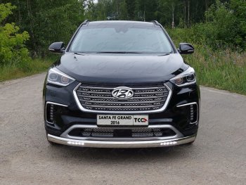 Защита передняя нижняя овальная с ДХО 75х42 мм ТСС Тюнинг Hyundai (Хюндаи) Grand Santa Fe (гранд)  1 DM (2016-2018) 1 DM рестайлинг ()