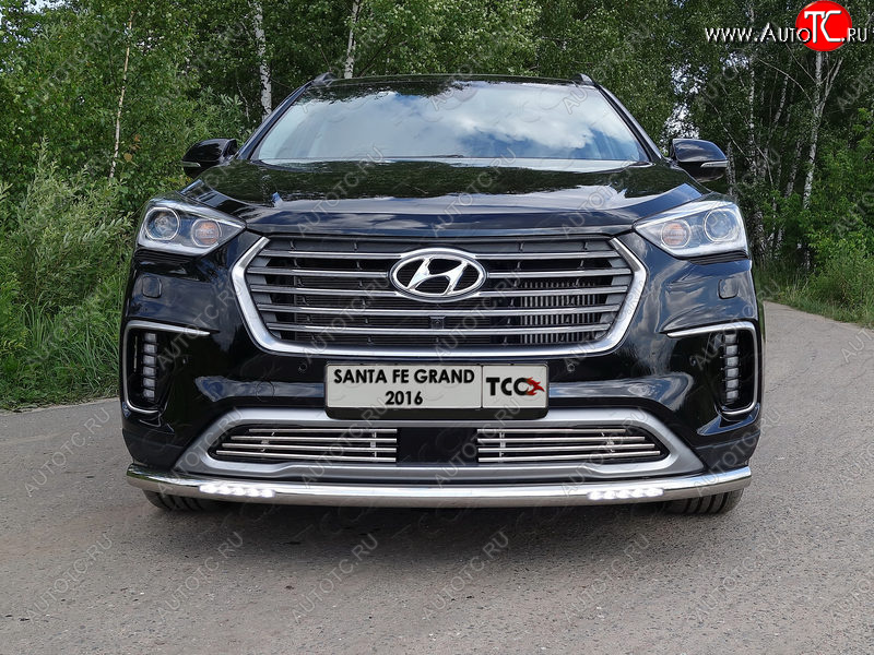 33 849 р. Защита переднего бампера нижняя с ДХО 60,3 мм ТСС Тюнинг  Hyundai Grand Santa Fe  1 DM (2016-2018) рестайлинг (нержавейка)  с доставкой в г. Тамбов