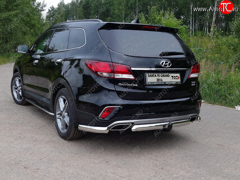 16 849 р. Защита задняя (центральная овальная 75х42 мм) ТСС Тюнинг  Hyundai Santa Fe  DM (2015-2019) рестайлинг  с доставкой в г. Тамбов