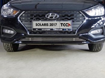 Нижняя декоративная вставка в бампер ТСС Тюнинг Hyundai Solaris  HCR (2017-2020) седан дорестайлинг (d 12 мм)