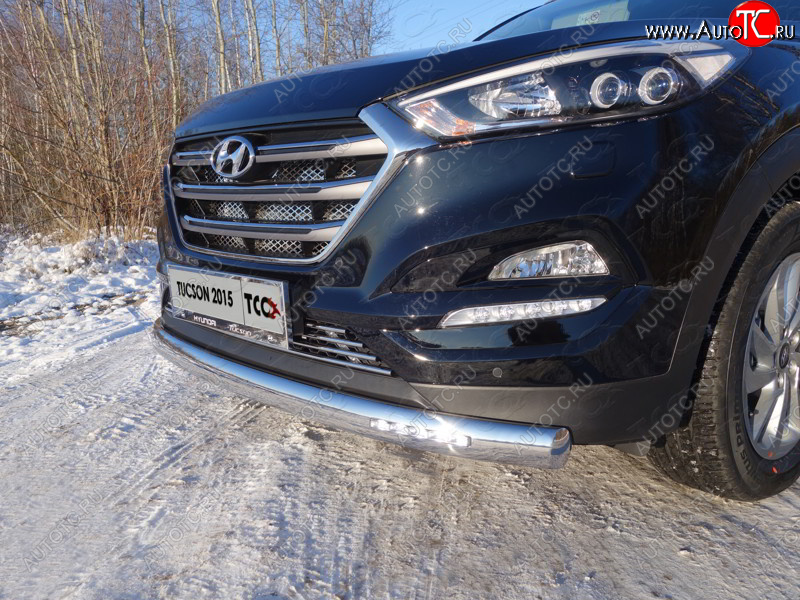 40 999 р. Защита передняя нижняя овальная с ДХО 75х42 мм ТСС Тюнинг  Hyundai Tucson  TL (2015-2018) дорестайлинг (нержавейка)  с доставкой в г. Тамбов