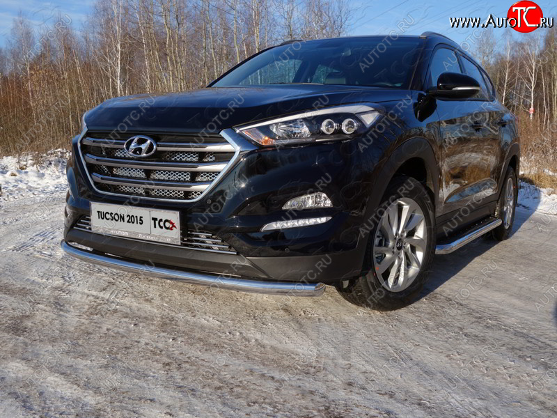 18 699 р. Защита переднего бампера нижняя d60,3 мм ТСС Тюнинг  Hyundai Tucson  TL (2015-2018) дорестайлинг (нержавейка)  с доставкой в г. Тамбов