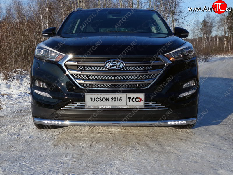 38 949 р. Защита переднего бампера нижняя с ДХО 60,3 мм ТСС Тюнинг Hyundai Tucson TL дорестайлинг (2015-2018) (нержавейка)  с доставкой в г. Тамбов