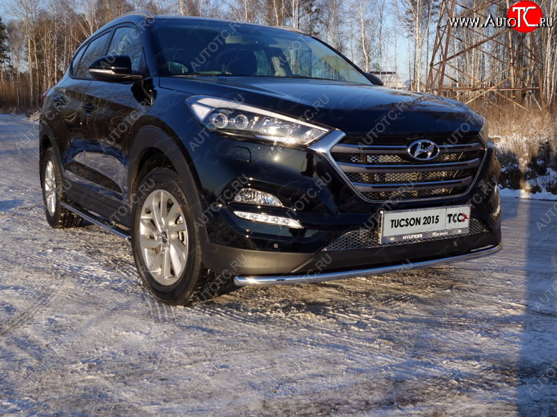 16 549 р. Защита переднего бампера нижняя d42,4 мм ТСС Тюнинг  Hyundai Tucson  TL (2015-2018) дорестайлинг (нержавейка)  с доставкой в г. Тамбов