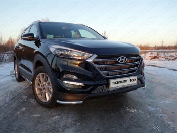 Защита переднего бампера уголки 42,4 мм ТСС тюнинг Hyundai Tucson TL дорестайлинг (2015-2018)  (нержавейка)