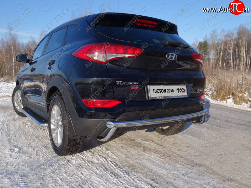 24 949 р. Защита задняя (нержавейка 60,3*42,4 мм) ТСС Тюнинг  Hyundai Tucson  TL (2015-2018) дорестайлинг  с доставкой в г. Тамбов