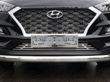 Нижняя декоративная вставка в бампер ТСС Тюнинг Hyundai Tucson  TL (2018-2021) рестайлинг (d 12 мм)