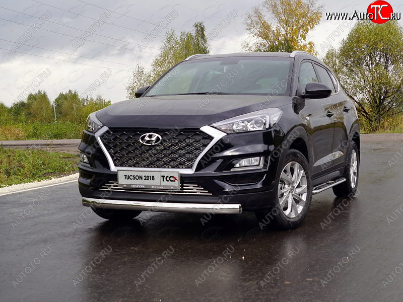 20 899 р. Защита переднего бампера овальная 75х42 мм ТСС Тюнинг  Hyundai Tucson  TL (2018-2021) рестайлинг (нержавейка)  с доставкой в г. Тамбов