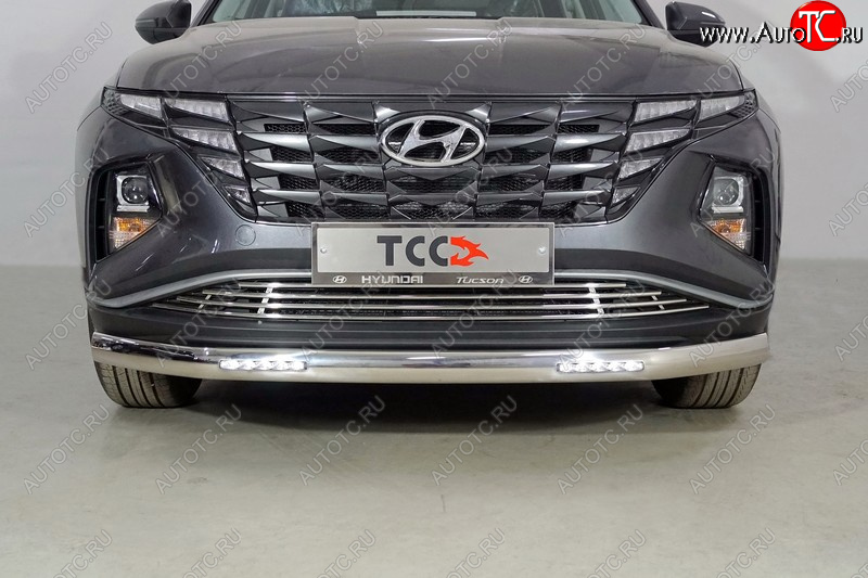 41 599 р. Защита передняя нижняя овальная с ДХО 75х42 мм ТСС Тюнинг Hyundai Tucson NX4 (2020-2022) (нержавейка)  с доставкой в г. Тамбов