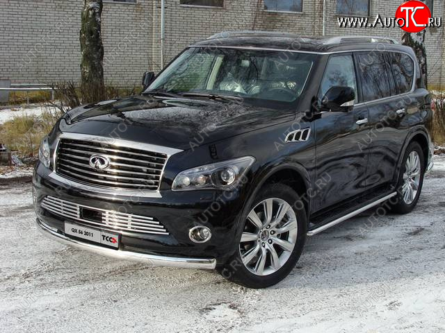 29 999 р. Защита переднего бампера нижняя 75*42 мм ТСС Тюнинг INFINITI QX56 Z62 (2010-2013) (нержавейка)  с доставкой в г. Тамбов