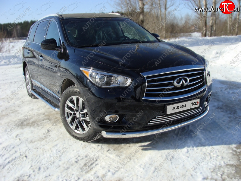 23 999 р. Защита переднего бампера нижняя 76,1 мм ТСС Тюнинг INFINITI QX60 L50 дорестайлинг (2013-2016) (нержавейка)  с доставкой в г. Тамбов