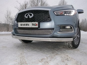 Защита переднего бампера нижняя овальная 75х42 мм ТСС Тюнинг INFINITI QX60  L50 (2016-2021) рестайлинг (нержавейка)