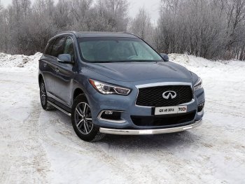 Защита передняя нижняя овальная с ДХО 75х42 мм ТСС Тюнинг INFINITI (Инфинити) QX60 (КуХ60)  L50 (2016-2021) L50 рестайлинг ()