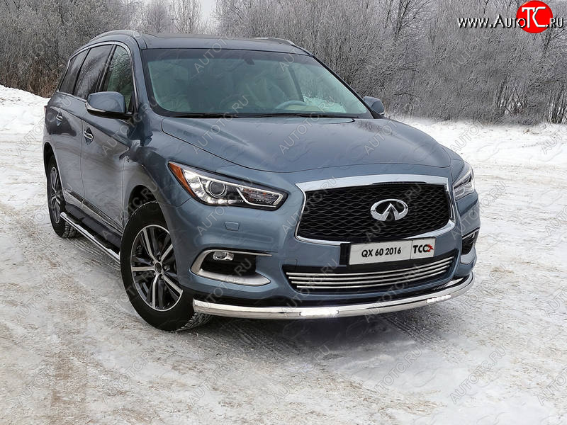 40 649 р. Защита переднего бампера нижняя с ДХО 76,1 мм ТСС Тюнинг  INFINITI QX60  L50 (2016-2021) рестайлинг (нержавейка)  с доставкой в г. Тамбов