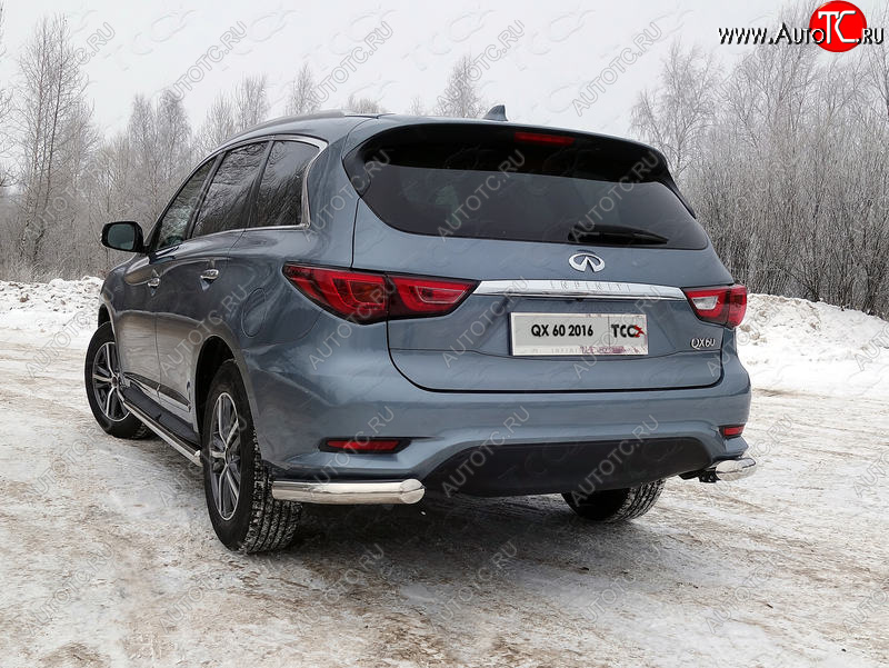 24 949 р. Защита задняя (уголки, нержавейка 76,1 мм) ТСС Тюнинг  INFINITI QX60  L50 (2016-2021) рестайлинг  с доставкой в г. Тамбов