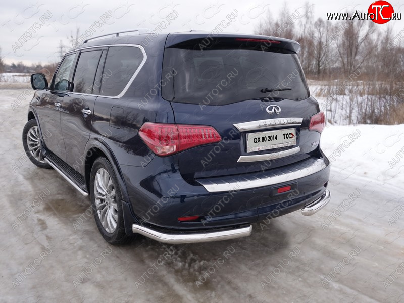 30 999 р. Защита задняя (уголки, нержавейка 76,1 мм) ТСС Тюнинг  INFINITI QX80  Z62 (2014-2018) 1-ый рестайлинг  с доставкой в г. Тамбов