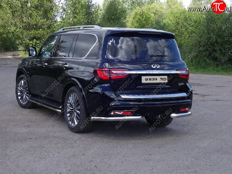 29 999 р. Защита задняя (уголки, нержавейка 76,1 мм) ТСС Тюнинг  INFINITI QX80  Z62 (2018-2024) 2-ой рестайлинг  с доставкой в г. Тамбов