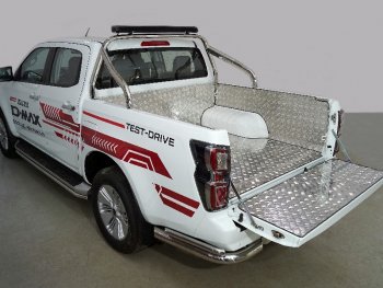 Защитный алюминиевый вкладыш в кузов автомобиля (комплект) ТСС Тюнинг Isuzu D-Max  RG (2020-2023) DoubleCab (алюминий)