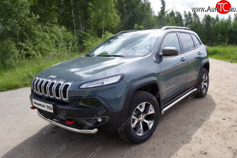 17 999 р. Защита переднего бампера (Trailhawk, d60,3 мм) ТСС Тюнинг Jeep Cherokee KL дорестайлинг (2014-2017) (нержавейка)  с доставкой в г. Тамбов