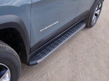 Пороги алюминиевые с пластиковой накладкой (Trailhawk) ТСС Тюнинг Jeep (Джип) Cherokee (Чироки)  KL (2014-2017) KL дорестайлинг